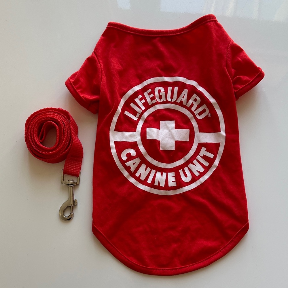 Lifeguard Dog Shirt & Matching Leash Set